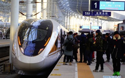 <p><strong>HIGH-SPEED TRAIN.</strong> People wait to get on the G8811 high-speed train bound for Taizicheng Railway Station at Beijing North Railway Station in Beijing, capital of China, Dec. 30, 2019. The high-speed railway line connecting Beijing and Zhangjiakou in north China's Hebei Province went into service on Monday<em>. (Photo courtesy of Xinhua/Xing Guangli</em>)</p>