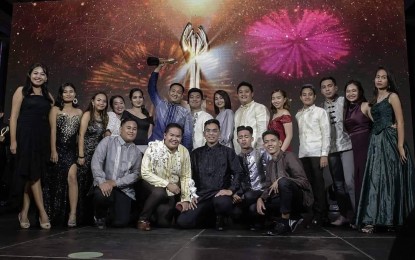 <p><strong>BEST CULTURAL/THEATER GROUP</strong>. Members of the Tanghalang Sandaang Pulo Cultural Group Inc. (TSP), a non-profit organization in Alaminos City helping young people discover their potential in theater, during the Aliw Awards 2019 at the Manila Hotel on Dec. 17, 2019. TSP was awarded the 2019's Best Cultural/Theater Group by the Aliw Awards. <em>(Photo courtesy of TSP's Facebook page)</em></p>