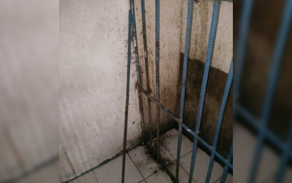 <p><strong>JAILBREAK.</strong> Four detainees of Bacolod City Police Office Station 3 in Barangay Mandalagan escaped early Monday morning (Jan. 6, 2020) after cutting off one of the steel bars surrounding the station’s custodial facility. The duty jailer and desk officer are facing a criminal case and undergoing administrative investigation with their superiors and other station personnel. <em>(Photo courtesy of Adrian Bobe)</em></p>