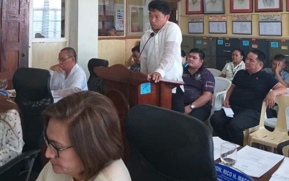 <p><strong>ABDUCTED.</strong> Datu Rico Maca (standing), the Indigenous People Mandatory Representative (IPMR) of San Miguel, Surigao del Sur, delivers a privilege speech during the regular session of the Sangguniang Bayan on Tuesday (January 7), condemning the abduction of Manobo tribe member Taloy Aguilo Astudillo by suspected New People’s Army rebels. Maca also asked the municipal government to provide immediate assistance to the family of the victim.<em> (Photo courtesy of IPMR Datu Rico Maca)</em></p>