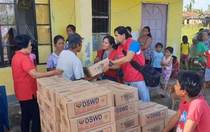 <p><strong>RELIEF GOODS.</strong> The Department of Social Welfare and Development (DSWD) distributed family food packs in Dagami, Leyte in this Jan. 1, 2020 photo. The DSWD said on Tuesday (Jan. 7, 2020) there are enough relief supplies for typhoon victims in Eastern Visayas. <em>(Photo courtesy of DSWD)</em></p>
<p> </p>