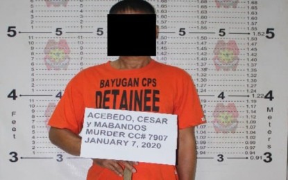 <p><strong>REBEL MILITIA NABBED.</strong> The Philippine National Police in Caraga Region announces the arrest of Cesar Mabandos Acebedo, a suspected member of the NPA's Milisya ng Bayan, on Wednesday (Jan. 8, 2020). Acebedo was arrested in an operation conducted by joint operatives of the PNP in Barangay Tabon-tabon, Sibagat, Agusan del Sur, on January 7. <em>(Photo courtesy of PRO-13 Information Office)</em></p>