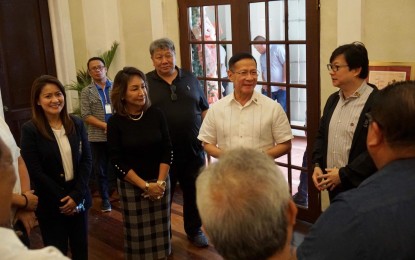 <p><strong>UNIVERSAL HEALTH CARE</strong>. Health Secretary Francisco Duque III (second from right) talks with Governor Gwendolyn Garcia and Presidential Assistant for the Visayas, Secretary Michael Lloyd Dino before the launching of the Universal Health Care Program at the Cebu Provincial Capitol Social Hall on Thursday (Jan. 9, 2020). Duque said the program will be implemented in Cebu in a progressive scheme. <em>(Photo contributed by Danjick Lim)</em></p>