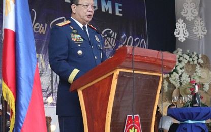 <p><strong>HIGH PERFORMANCE.</strong> Police Regional Office-13 director, Brig. Gen. Joselito Esquivel, reports on the performance of the Philippine National Police in the area in 2019 during the first command conference in Butuan City on Monday (Jan. 13, 2020).  Esquivel says over PHP788.7 million worth of illegal drugs were confiscated by police authorities in 2019. <em>(Photo courtesy of PRO-13 Information Office)</em></p>