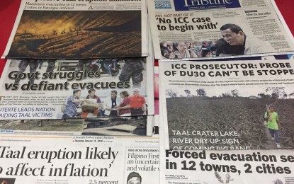 Banner stories of Manila's leading newspapers, Thu. Jan. 30, 2020