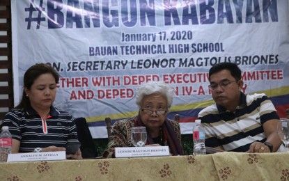 <p><strong>DISPLACED STUDENTS</strong>. Department of Education (DepEd) Secretary Leonor Briones announces that she issued Memorandum 003, series of 2020, which contains emergency measures in response to the eruption of Taal Volcano during a coordination meeting in Batangas City on Friday (Jan. 17, 2020). About 30,814 learners have been affected by the eruption. <em>(PNA photo by Joey Razon)</em></p>