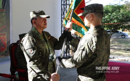 <p><strong>NEW ARTILLERY BATTERIES.</strong> Army chief, Lt. Gen. Gilbert Gapay (left) leads the activation ceremony of the 2nd Air Defense Artillery Battery and 2nd Field Artillery Battery in Fort Magsaysay, Nueva Ecija on Wednesday (Jan. 15, 2020). The new units will help in safeguarding and preserving Philippine sovereignty and territorial integrity.<em> (Photo courtesy of Army Chief Public Affairs Office)</em></p>