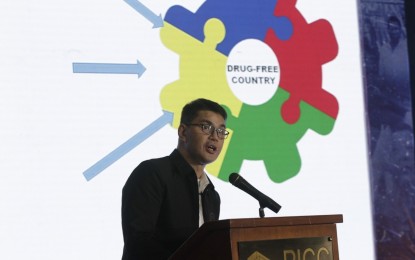 <p><strong>VICTORY.</strong> PDEA spokesperson Derrick Carreon says the three-pronged strategy applied by the government in addressing the illegal drug problem in the country has resulted in a victory, during the launch of the Duterte Legacy campaign at the Philippine International Convention Center (PICC) on Friday (Jan. 17, 2020). Carreon said PDEA, as the lead agency against illegal drugs, adopted the strategy which focuses on measures aimed at reducing the supply, demand, and harmful effects of illegal drugs.<em> (PNA photo by Avito Dalan)</em></p>