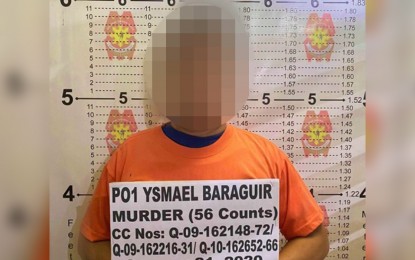 <p><strong>SURRENDER.</strong> The police mug shot of Police Officer 1 Ysmael Baraguir of the Maguindanao provincial police office following his surrender to the Criminal Investigation and Detection Group–Bangsamoro Autonomous Region in Muslim Mindanao on Tuesday (Jan. 21, 2020). The suspect, implicated to the gruesome 2009 Maguindanao massacre incident, decided to surrender after more than 10 years in hiding due to the persuasion of relatives. <em>(Photo courtesy of CIDG-BARMM)</em></p>