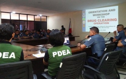 <p><strong>WORKSHOP.</strong> City and municipal chiefs of police, along with police-community relations and operations personnel, under the Negros Occidental Police Provincial Office (NOCPPO) attend the Orientation and Workshop on Barangay Drug Clearing Operations at the provincial police headquarters in Bacolod City on Wednesday (Jan. 22, 2020). The NOCPPO seeks to harmonize its operations with the actions of the Philippine Drug Enforcement Agency to fast-track the drug clearing operations in the province. <em>(Photo courtesy of Negros Occidental Police Provincial Office)</em></p>