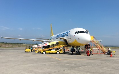 <p>File photo of a Cebu Pacific commercial aircraft that landed at the General Santos City international airport. <em>(PNA GenSan photo)</em></p>