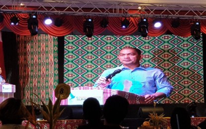 <p><strong>PEACEBUILDING</strong>. Ariel Hernandez, co-chairperson of the Joint Normalization Committee, delivers a message during the culmination of the OURmindaNOW Summit 2020 in Cagayan de Oro City on February 1, 2020. Hernandez urged the youth of Mindanao to act as agents of peace and development. <em>(Photo courtesy of OPAPP)</em></p>