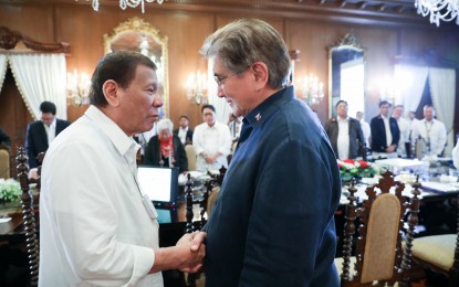 <p>President Rodrigo Duterte and former DICT Secretary Gregorio Honasan II <em>(File/Presidential Photo)</em></p>