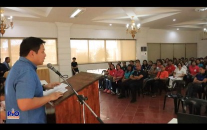 <p><strong>HEALTH SUMMIT</strong>. Dagupan Mayor Marc Brian Lim speaks before barangay officials, volunteers, doctors, and representatives of non-government organizations during the Health Summit in the city on Thursday (Feb. 6, 2020). Among the pressing concerns tackled in the event were the prevention and management of the novel coronavirus. <em>(Photo courtesy of the Public Information Office, Dagupan City)</em></p>
