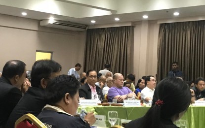 <p><strong>ALERT VS. ASF.</strong> Agriculture Secretary William Dar presides over the board meeting of the Soccsksargen Area Development Project on Friday (Feb. 7, 2020). Dar assured local government officials and concerned stakeholders that necessary prevention and control measures are in place against the spread of the African swine fever in the area. <em>(PNA photo by Richelyn Gubalani)</em></p>