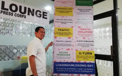 <p><strong>HUGOT LINES</strong>. The Public Transportation and Management Office (PSTMO) makes use of "hugot" lines to educate millennials on traffic laws and regulations in Iloilo City. PSTMO head Jeck Conlu said that around 60 percent of violators are millennials. (<em>PNA photo by Perla G. Lena</em>) </p>