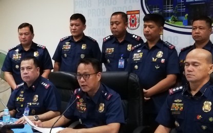 <p><strong>ANTI-ILLEGAL GAMBLING.  </strong>Philippine National Police (PNP) Region 8 Director, Brig. Gen. Ferdinand Divina (front, center), with other key officials of the PNP regional office in Palo, Leyte. The PNP will implement a one-strike policy in its intensified drive against illegal gambling in Eastern Visayas. (<em>PNA photo by Sarwell Meniano</em>) </p>