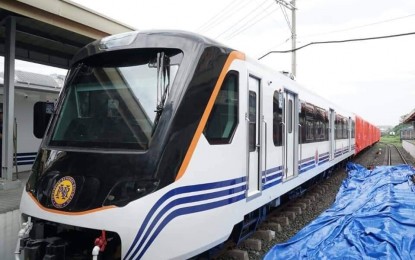 <p><strong>NEW TRAINS. </strong>The Philippine National Railways (PNR) unveils its two new trains at the Tutuban Station on Friday (Feb. 14, 2020). PNR General Manager Junn Magno said the two new trains would service the Tutuban-Alabang route and is expected to add a total of 1,750 passenger capacity per trip to the rail line. <em>(Photo courtesy of DOTr)</em></p>