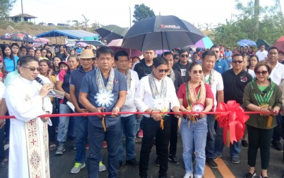 <p><strong>VITAL BRIDGE.</strong> Local government officials led by Rep. Lorna Silverio (right) attend the inauguration of the newly-constructed Sitio Brown Bridge in Sitio Malapad na Parang, Barangay Sibul, San Miguel, Bulacan on Saturday (Feb. 15, 2020). The bridge connects the towns of San Miguel and Doña Remedios Trinidad. <em>(PNA photo by Manny Balbin)</em></p>