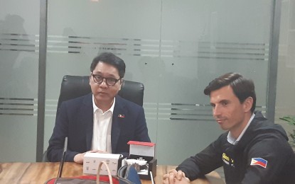 <p><strong>FIBA 3X3</strong>. Chooks-To-Go president Ronald Mascariñas and FIBA 3x3 head for events and partnerships Ignacio Soriano answer the questions in a press conference in Pasig City on Monday (Feb. 17, 2020). Soriano announced that the FIBA 3x3 Olympic Qualifying Tournament will push through next month in India despite coronavirus disease scare. <em>(PNA photo by Ivan Saldajeno)</em></p>