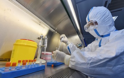 <p><strong>COVID-19 PREVENTION.</strong> A staff member works at the health and quarantine comprehensive laboratory of Sichuan International Travel Health Care Center in Chengdu, southwest China's Sichuan, Feb. 15, 2020. Experts from China and the World Health Organization will go to Beijing, Guangdong Province and Sichuan Province to conduct inspections on coronavirus disease prevention. <em>(Xinhua/Liu Kun)</em></p>