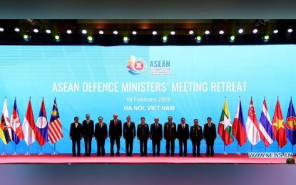 <p>Representatives of the Asean Defense Ministers’ Meeting (ADMM) Retreat pose for group photo in Vietnam’s capital Hanoi on Feb. 19, 2020. The Association of Southeast Asian Nations (Asean) Defense Ministers’ Meeting Retreat was held here on Wednesday with a joint statement on defense cooperation against the coronavirus disease 2019 (Covid-19) outbreak. <em>(Xinhua/Wang Di)</em></p>