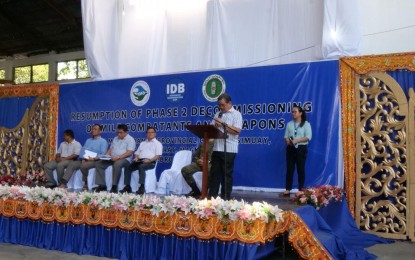 <p><strong>PEACE IN BANGSAMORO.</strong> Moro Islamic Liberation Front (MILF) Implementing Panel Chair Mohagher Iqbal delivers message during the official resumption of the second phase of the decommissioning process of the MILF combatants on Feb. 18, 2020. Iqbal underscored the MILF’s unwavering commitment and dedication to pursue the path of peace. <em>(OPAPP photo)</em></p>