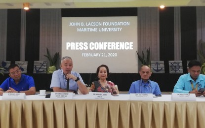 <p><strong>NOT TRUE.</strong> Dr. Ronald Raymond Lacson Sebastian (2nd from left), chief executive officer of John B. Lacson Maritime Foundation Maritime University, assured on Friday (Feb. 21, 2020) that the university continues to produce best maritime graduates. This is contrary to the reports on the alleged recommendation by the Maritime Industry Authority for its closure.<em> (PNA Photo by Gail Momblan)</em></p>