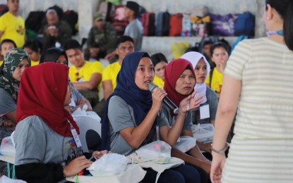 <p><strong>YOUTH ROLE.</strong> A participant interacts during the Provincial Youth Leadership Summit held in Butig, Lanao del Sur on Saturday (Feb. 22, 2020). The youth leaders were urged to help the government put an end to the culture of fear and violence in their communities. <strong><em>(OPAPP photo)</em></strong></p>