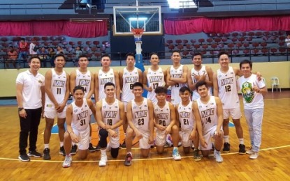 <p><strong>WINNING TEAM.</strong> The basketball team of Notre Dame College in Midsayap, North Cotabato poses for a souvenir photo after winning the regional level Private Schools Athletic Association (PRISAA) 2020 game against the Systems Technology Institute - Koronadal College representing South Cotabato, at the South Cotabato Sports and Cultural Complex on Sunday (Feb. 23, 2020). The NDMC would represent the Region 12 to the PRISAA 2020 national sports event slated on April this year in Tuguegarao City, Cagayan province. <em>(Photo courtesy of NDMC – Midsayap)</em></p>