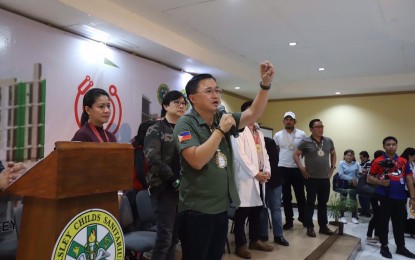 <p><strong>66TH MALASAKIT CENTER.</strong> Senator Christopher Lawrence "Bong" Go explains to attendees the services available in the new Malasakit Center at the Eversley Child Sanitarium and General Hospital in Mandaue City, Cebu on Tuesday (Feb. 25, 2020). Republic Act 11463, or Malasakit Center Act of 2019, mandates the establishment of Malasakit Centers in all 73 Department of Health-run hospitals in the country and at the Philippine General Hospital. <em>(Contributed photo)</em></p>