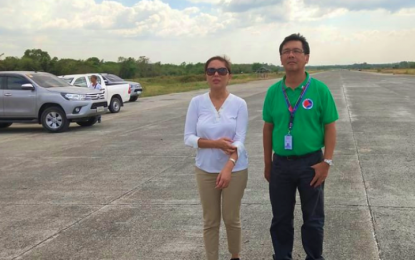 <p><strong>OPERATIONAL SOON.</strong> North Cotabato Governor Nancy Catamco shows to Department of Transportation Assistant Secretary Jim Melo the Central Mindanao Airport (CMA) runway and tarmac in M’lang town after the landowners signed the deed of sale for their lands covered by the airport project on Thursday (Feb. 27, 2020). The CMA is expected to be fully operational before the end of the year. <em>(Photo by Melchor Umpan – North Cotabato PGO)</em></p>