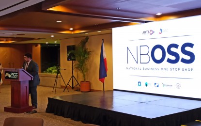 <p><strong>EASE OF DOING BUSINESS.  </strong>Anti-Red Tape Authority (ARTA) Director General Jeremiah Belgica delivers a speech during the launching of the National Business One-Stop Shop (NBOSS) at the Philippine International Convention Center on Friday (February 28, 2020). NBOSS is a physical co-location that integrates processing for starting a business. (<em>PNA photo by Kris Crismundo</em>)  </p>