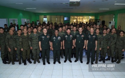 <p><strong>ENHANCING COMPETENCIES.</strong> Some 63 Army officers graduate from the Battalion Commander Pre-Command Course in Fort Bonifacio, Taguig City on Friday (Feb. 28, 2020). During the 10-day course, the officers tackled topics on leadership, the Army’s operational thrusts, resource management, and operational strategy. <em>(Photo courtesy of the Army Chief Public Affairs Office)</em></p>