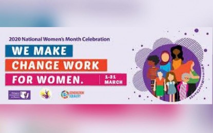 <p><strong>WOMEN'S MONTH</strong>. A campaign material shows this year's theme of the National Women's Month celebration in the country. The Philippine National Police (PNP) has asked village officials to fully activate their respective community-based violence against women help desks as part of the celebration.<em> (Photo courtesy of Philippine Commission on Women)</em></p>