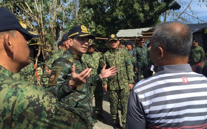 <p><strong>CHOPPER CRASH PROBE.</strong> Lt. Gen. Guillermo Eleazar, PNP Deputy Chief for Operations, on Friday (Mar. 6, 2020) leads the inspection of the site where the helicopter carrying PNP chief, Gen. Archie Gamboa and seven others crashed in San Pedro, Laguna. He said the PNP will review the guidelines on the use of its aircraft to prevent a repeat of the incident. <em>(Contributed photo)</em></p>
