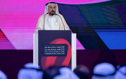 <p>His Highness Dr. Sheikh Sultan Bin Mohammed Al Qasimi, Ruler of Sharjah, United Arab Emirates, addresses the opening of the 9th edition of International Government Communication Forum on March 4. (<em>WAM photo</em>)</p>
<p> </p>
