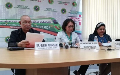 <p><strong>ON TRACK</strong>. Dr. Marlyn Convocar (center) says that Western Visayas is on track in terms of addressing the new coronavirus disease, during a press conference on Monday (March 9, 2020). From January until March 9, Western Visayas has had 42 patients under investigation with 40 of them negative of Covid-19, one had other respiratory pathogens detected, while another one is still awaiting result of the laboratory test that was taken on March 6. <em>(PNA photo by Perla G. Lena)</em></p>