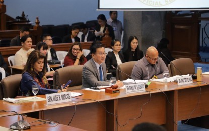 <p>(From left) Senators Imee Francis Tolentino, and Ronald dela Rosa during a hearing at the 18th Congress (<em>File photo)</em></p>