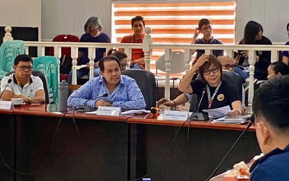 <p><strong>FIRST COVID-19 CASE</strong>.  Governor Dennis Pineda (second from right) announces the first confirmed case of coronavirus disease 2019 (Covid-19) in Pampanga on Friday (March 13, 2020). The patient is now undergoing treatment at a hospital in Metro Manila. <em>(Photo courtesy of Pampanga province)</em></p>