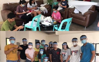 <p><strong>VOLUNTEERS.</strong> Students at the University of the Philippines Visayas, stranded in their dormitories due to enhanced community quarantine, volunteer to make alternative face shields for Iloilo health workers. The students have so far distributed around 300 face shields to the hospitals in Iloilo, Adrian Camposagrado, University of Student Council chair, said on Friday (March 20, 2020). <em>(PNA photos courtesy of Adrian Camposagrado and Hannah Labrador)</em></p>