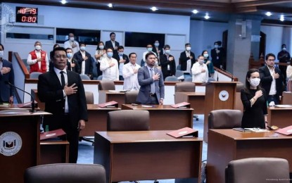 <p>Senators in Covid-19 special session. <em>(Photo courtesy of Senate of the Philippines Facebook page)</em></p>