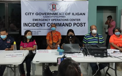 <p><strong>POSITIVE.</strong> Iligan City Health Officer, Dr. Cherlina Cañaveral (2nd from left) confirms on Tuesday (March 24) that a patient under investigation (PUI) admitted at a hospital in Iligan City tested positive for Covid-19. On Wednesday, the Department of Health in Region 10 already recorded five cases of Covid-19 positive patients, with one of the patients admitted at the Northern Mindanao Medical Center in Cagayan de Oro City. <em>(PNA photo by Divina M. Suson)</em></p>