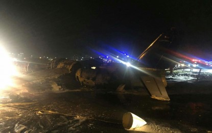 <p><strong>PLANE CATCHES FIRE.</strong> A West Wind 24 aircraft bound for Haneda, Japan caught fire at the Ninoy Aquino International Airport. MIAA reported that no passenger survived the accident.<em> (Contributed photo)</em></p>