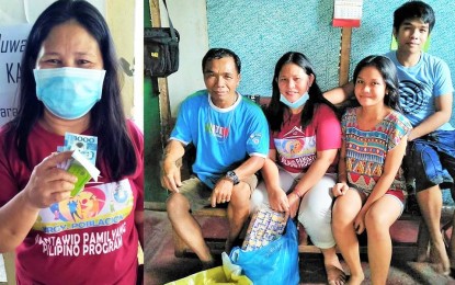 <p><strong>CASH ASSISTANCE</strong>. Gina Fe Salvoro, 42, of Carmen, Surigao del Sur, is among the more than 179,000 Pantawid Pamilyang Pilipino Program (4Ps) beneficiaries of the Department of Social Welfare and Development 13 (Caraga) who received their cash assistance on Thursday (April 9, 2020). She thanked the administration of President Rodrigo Duterte for the assistance her family received amid the fight to contain the spread of Covid-19 in the region.<em> (Photo grab from DSWD-13 Facebook page)</em></p>