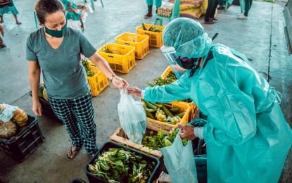 <p><strong>MOBILE MARKET.</strong> Residents of three remote villages in Butuan City directly benefit from the “Kadiwa on Wheels” that was launched by the Department of Agriculture 13 (Caraga region) in the city on Thursday (April 16, 2020). The initiative brings food supplies to residents who have been affected by the quarantine measures while helping farmers sell their goods. <em>(Photo courtesy of DA-13 Information Office)</em></p>