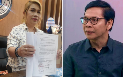 <p>Cotabato City Mayor Frances Cynthia Guiani-Sayadi (left), and Ministry of the Interior and Local Government minister Naguib Sinarimbo (right). <em>(Photos courtesy of Cotabato CIO and BPI-BARMM)</em></p>