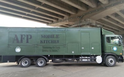 <p>AFP mobile kitchen. <em>(Photo courtesy of Civil Relations Service, AFP)</em></p>