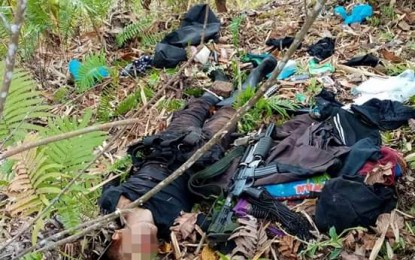 <p><strong>DEAD FOR LOST CAUSE.</strong> A communist New People’s Army fighter is killed following a series of clashes Monday (April 20, 2020) in Bangayan, Kicharao, Agusan del Norte. The Army also recovered three high-power firearms, ammunition and subversive documents. <em>(Photo courtesy of 29IB)</em></p>