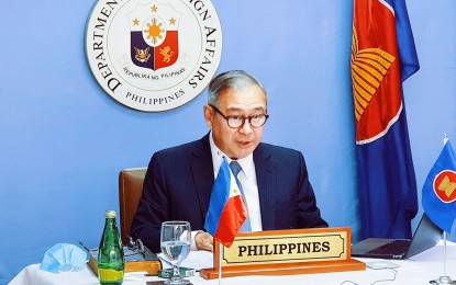<p><strong>ASEAN-US SPECIAL FOREIGN MINISTER'S MEETING.</strong> Department of Foreign Affairs Secretary Teodoro Locsin Jr. delivers his intervention at the Asean-US Special Foreign Minister’s Meeting on Covid-19, held via videoconference, on April 23, 2020. The meeting discussed harnessing the strategic partnership between Asean and the US to fight the pandemic and start envisioning plans for a post-pandemic recovery. <em>(Photo courtesy of DFA)</em></p>